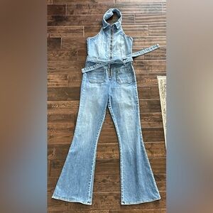 New, unworn Denim halter jumpsuit